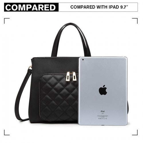 Easy Luggage LT6921 - Miss Lulu Classic Quilted Handbag - Black