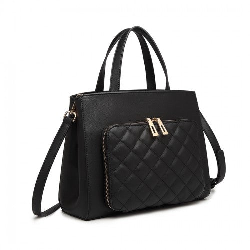 Easy Luggage LT6921 - Miss Lulu Classic Quilted Handbag - Black