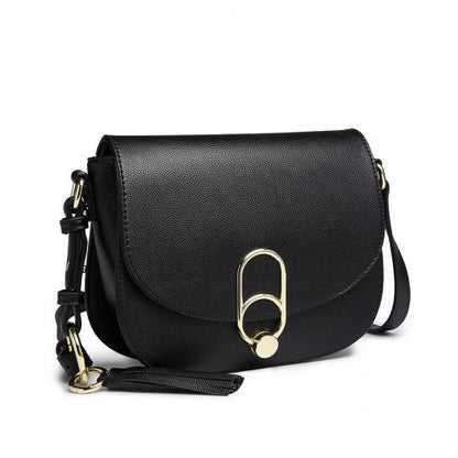 Easy Luggage LZ1831 - MISS LULU CROSS BODY SADDLE BAG - BLACK
