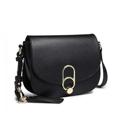 Easy Luggage LZ1831 - MISS LULU CROSS BODY SADDLE BAG - BLACK