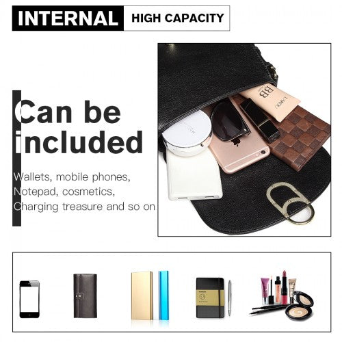 Easy Luggage LZ1831 - MISS LULU CROSS BODY SADDLE BAG - BLACK