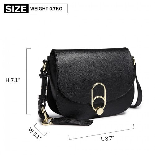 Easy Luggage LZ1831 - MISS LULU CROSS BODY SADDLE BAG - BLACK