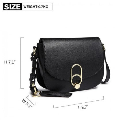 Easy Luggage LZ1831 - MISS LULU CROSS BODY SADDLE BAG - BLACK