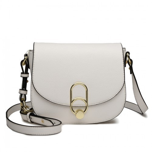 Easy Luggage LZ1831 - MISS LULU CROSS BODY SADDLE BAG - WHITE