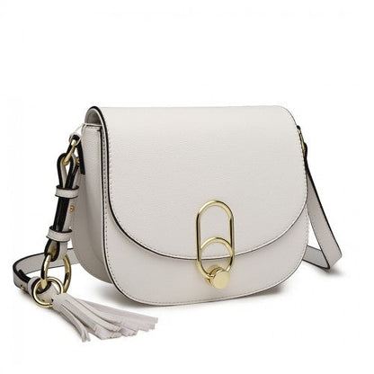 Easy Luggage LZ1831 - MISS LULU CROSS BODY SADDLE BAG - WHITE