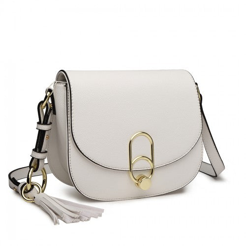 Easy Luggage LZ1831 - MISS LULU CROSS BODY SADDLE BAG - WHITE