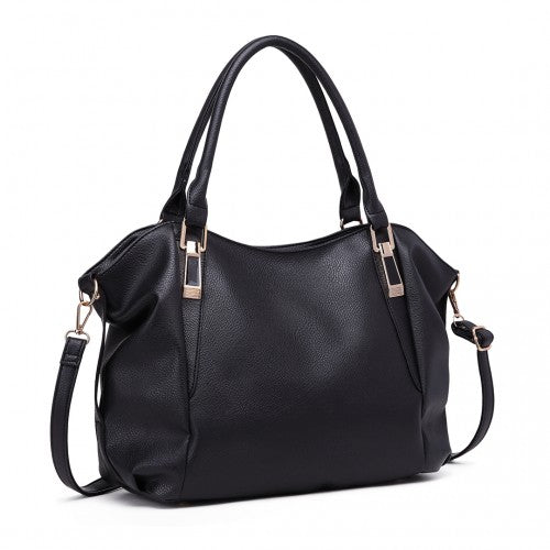 Easy Luggage S1716 - Miss Lulu Soft Leather Elegant Simple Shoulder Bag - Black