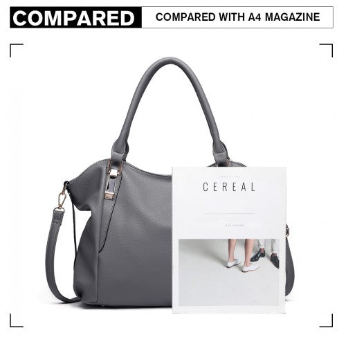 Easy Luggage S1716 - Miss Lulu Soft Leather Elegant Simple Shoulder Bag - Dark Grey