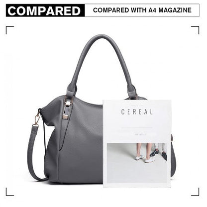 Easy Luggage S1716 - Miss Lulu Soft Leather Elegant Simple Shoulder Bag - Dark Grey