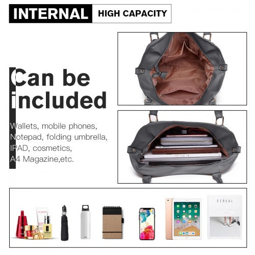 Easy Luggage S1716 - Miss Lulu Soft Leather Elegant Simple Shoulder Bag - Dark Grey