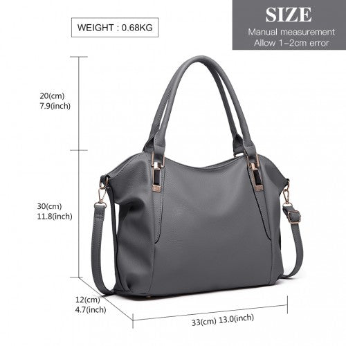 Easy Luggage S1716 - Miss Lulu Soft Leather Elegant Simple Shoulder Bag - Dark Grey