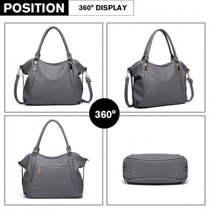 Easy Luggage S1716 - Miss Lulu Soft Leather Elegant Simple Shoulder Bag - Dark Grey