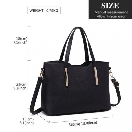 Easy Luggage S1719 - Miss Lulu PU Leather Handbag & Purse - Black