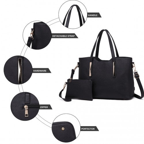 Easy Luggage S1719 - Miss Lulu PU Leather Handbag & Purse - Black