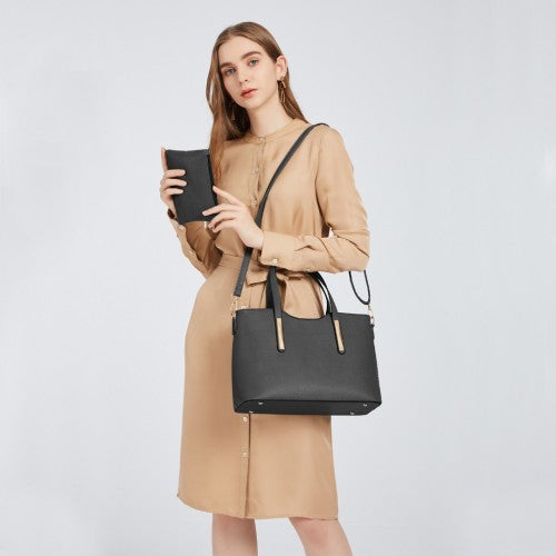 Easy Luggage S1719 - Miss Lulu PU Leather Handbag & Purse - Black