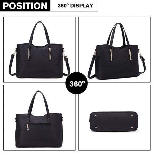 Easy Luggage S1719 - Miss Lulu PU Leather Handbag & Purse - Black