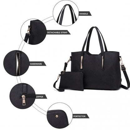 Easy Luggage S1719 - Miss Lulu PU Leather Handbag & Purse - Black