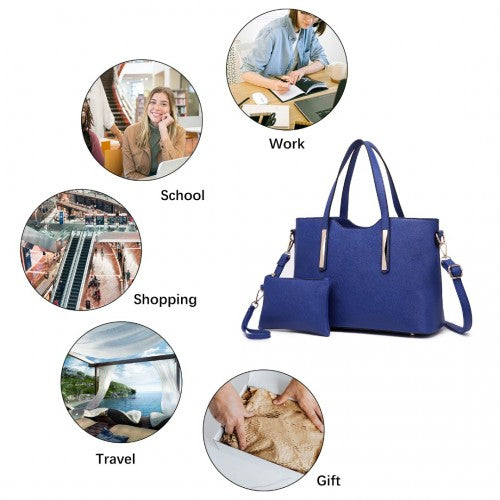Easy Luggage S1719 - Miss Lulu Pu Leather Handbag & Purse - Navy