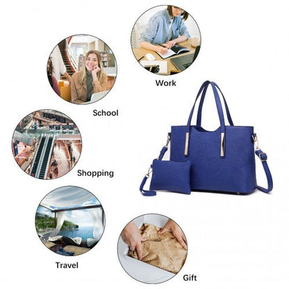 Easy Luggage S1719 - Miss Lulu Pu Leather Handbag & Purse - Navy