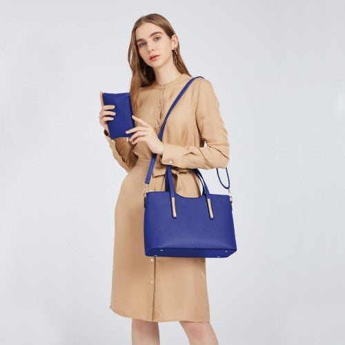 Easy Luggage S1719 - Miss Lulu Pu Leather Handbag & Purse - Navy