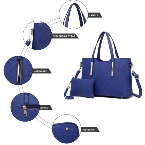 Easy Luggage S1719 - Miss Lulu Pu Leather Handbag & Purse - Navy