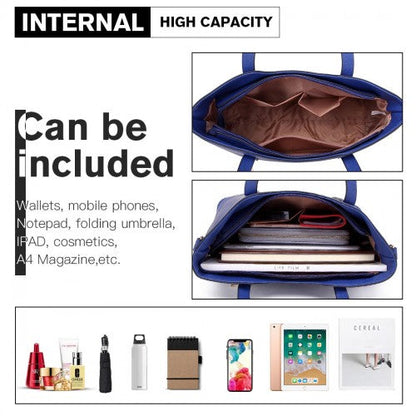 Easy Luggage S1719 - Miss Lulu Pu Leather Handbag & Purse - Navy