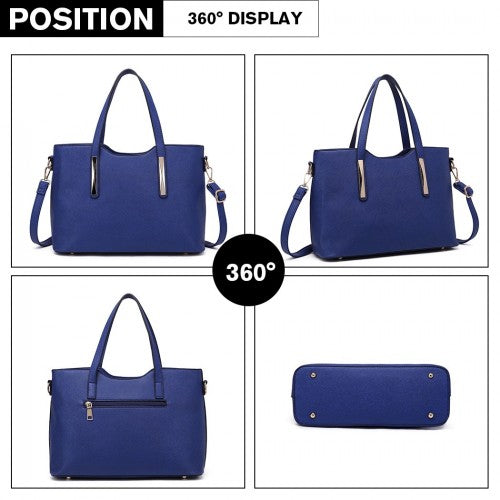 Easy Luggage S1719 - Miss Lulu Pu Leather Handbag & Purse - Navy
