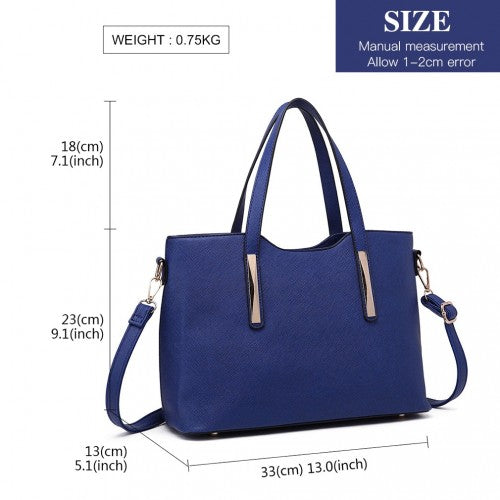Easy Luggage S1719 - Miss Lulu Pu Leather Handbag & Purse - Navy