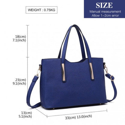 Easy Luggage S1719 - Miss Lulu Pu Leather Handbag & Purse - Navy