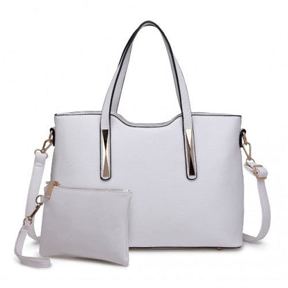 Easy Luggage S1719 - Miss Lulu Pu Leather Handbag & Purse - White