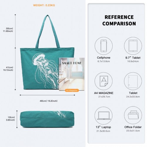 Easy Luggage S2315 - Reusable Canvas Shopping Tote Bag - Green