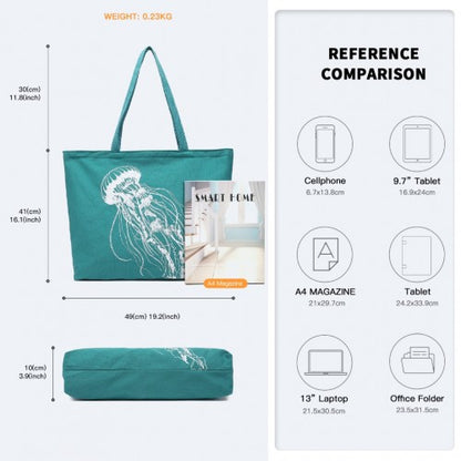 Easy Luggage S2315 - Reusable Canvas Shopping Tote Bag - Green