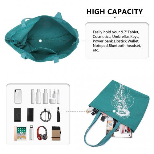 Easy Luggage S2315 - Reusable Canvas Shopping Tote Bag - Green