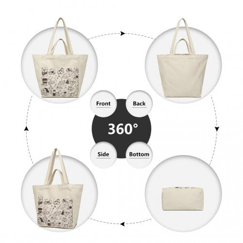 Easy Luggage S2316 - Durable Canvas Shopping Shoulder Bag - Beige