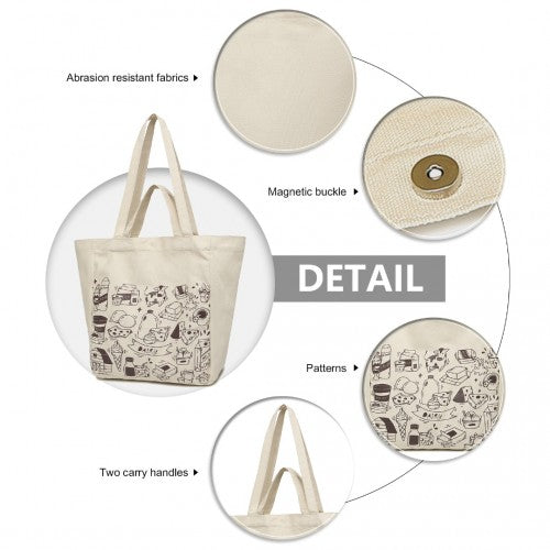 Easy Luggage S2316 - Durable Canvas Shopping Shoulder Bag - Beige